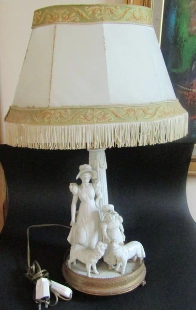 Groupe biscuit porcelaine Saxe dresden ? allemande Sachsen Porzellan lamp lampe