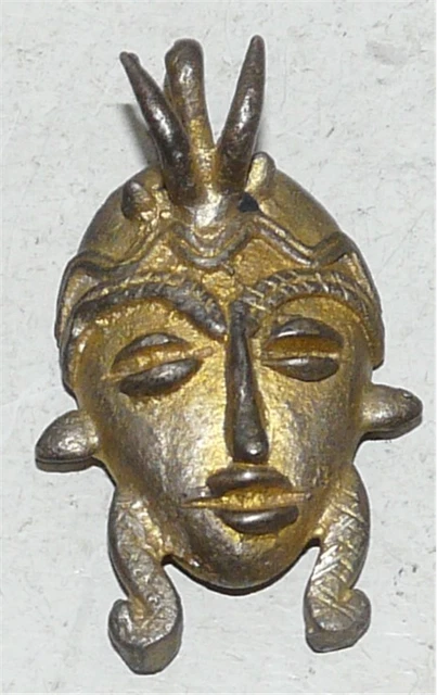 Afrique Pendentif En Forme De Masque En Bronze §3