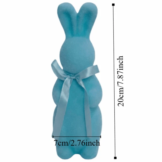 FLOCKED EASTER BUNNY Decor Cute Easter Standing Rabbit Statue With Bow ...