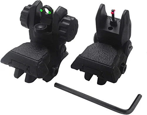 Polymer Fiber Optics Iron Sights Flip-up Front and Rear Sights B.U.S
