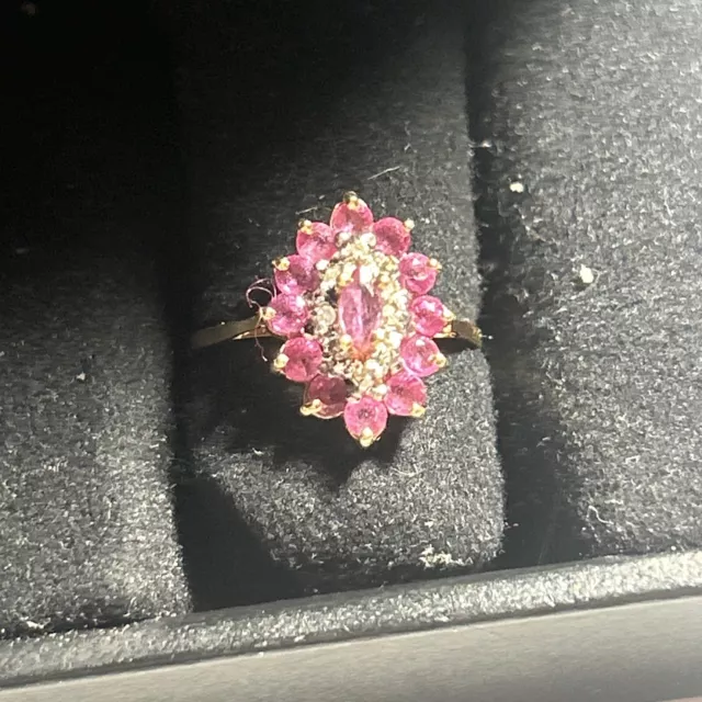 Estate 14K Yellow Gold Genuine Ruby & Diamond Ring 1.0 Ctw Size 7, 2.5g