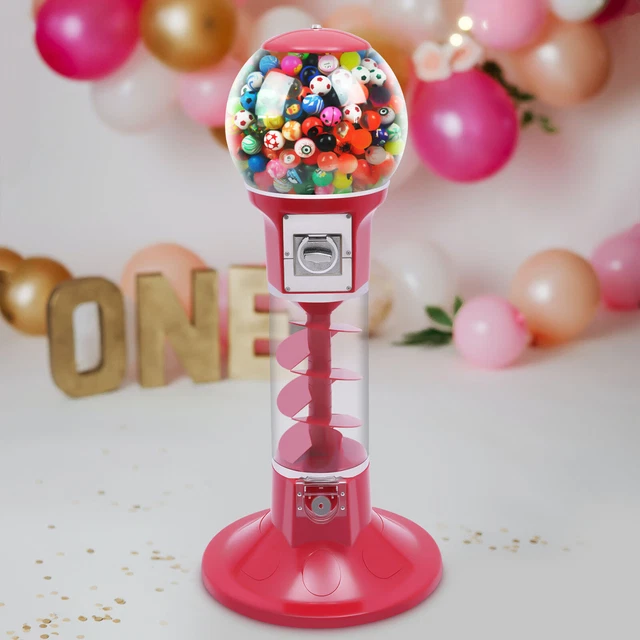 Gumball Machine for Kids, Twirling Style Candy Dispenser for Gifts, Parties Red