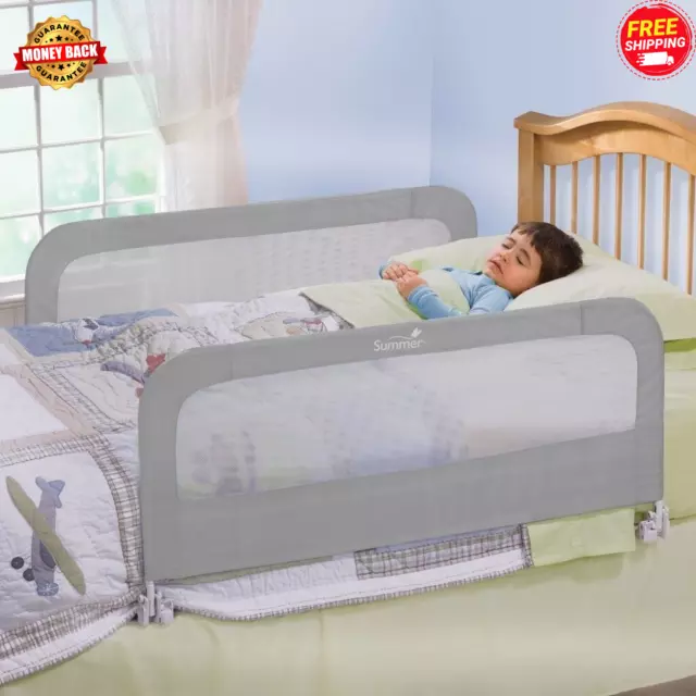 Double Sided Swing Down Bed Rail Guard Child Baby Kids Safety Grey 42.5" x 21"
