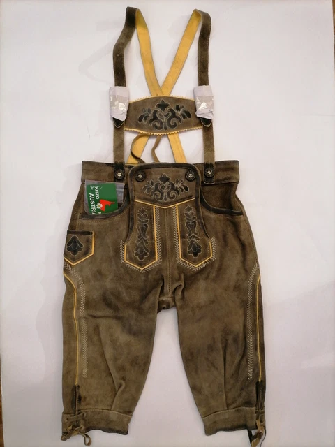 Dressforfun Pantaloni Tirolesi Neri Al Ginocchio Da Uomo - Ricami Bianchi, Bretelle Staccabili, Passanti Per Cintura, Costume Tradizionale, Taglia L