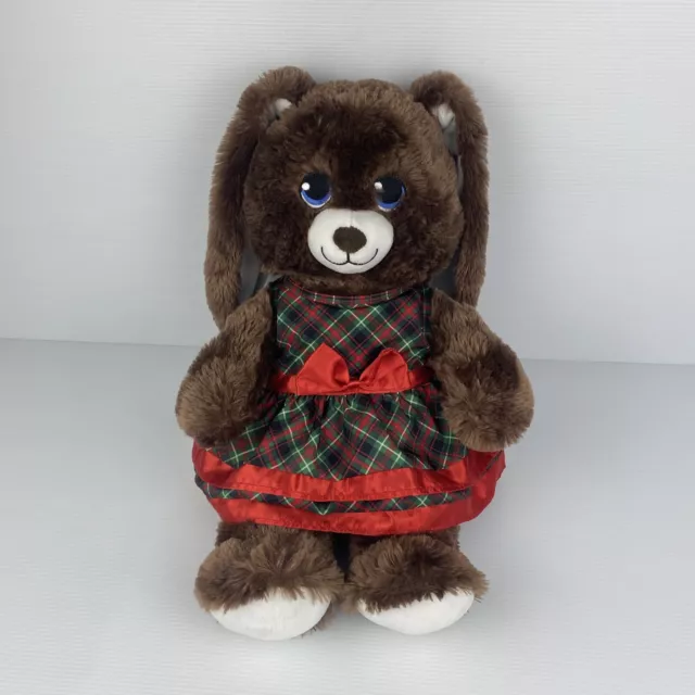 Build A Bear Bunny Rabbit Plush Dark Brown BAB Soft Toy 40cm Christmas Dress