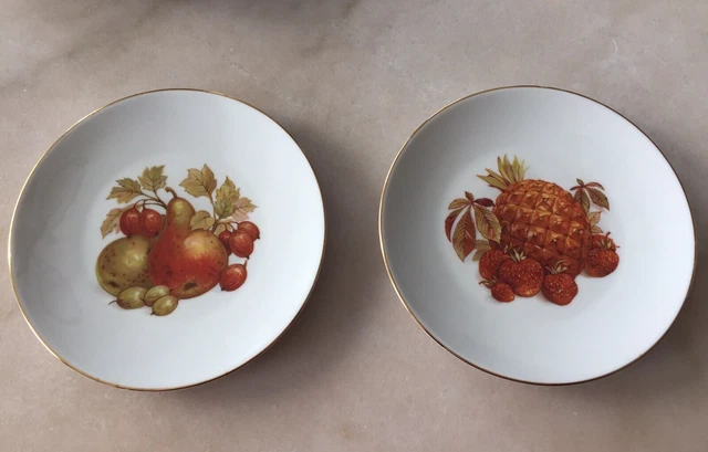 Set Of 2 VTG Porcelain Plates Bareuther Waldsassen Bavaria Germany 274 8” Fruit