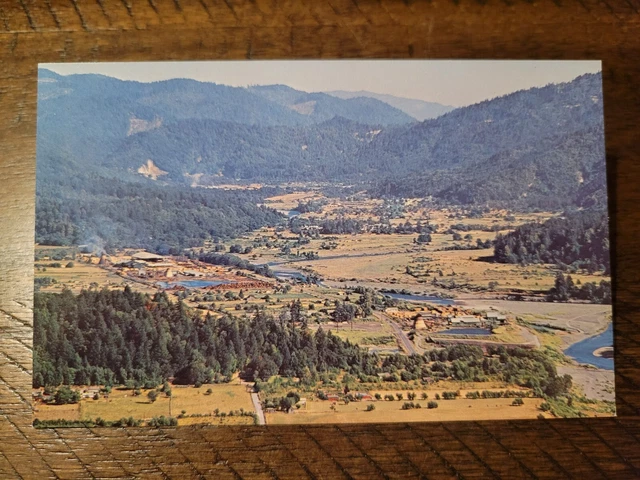 Postcard CA California Hoopa Trinity County Low Birds Eye Aerial View