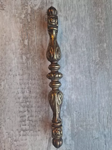 Vtg Antiqued Brass Drawer Pull Handle Ornate Cabinet Dresser Large 6.5" Centers
