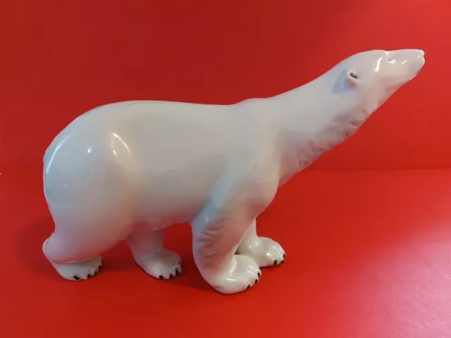 Large Royal Dux Walking Polar Bear Figurine - Porcelain