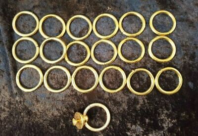 Vintage Solid Brass Curtain Rings  x 18 (plus 1 extra)  35mm Ex Diameter