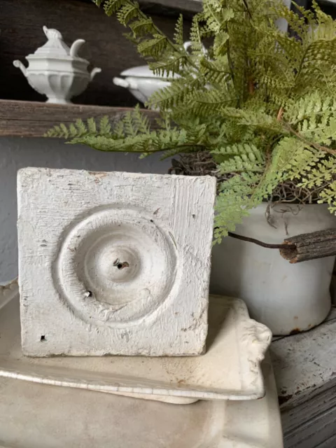 Chippy White Wood Plinth Shabby Chic Antique Bullseye Architectural Salvage