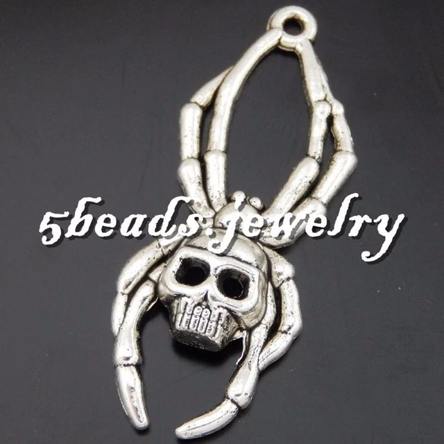 10 Stück Retro Silber Legierung Schädel Spinnen Form Charme Anhänger Kunst 50568 3