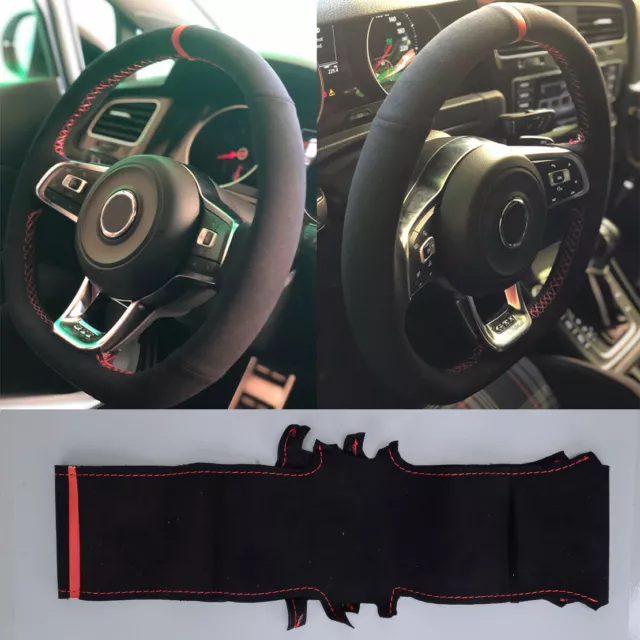 Black Car Auto Steering Wheel Cover Fit For VW Golf R GTI MK7
