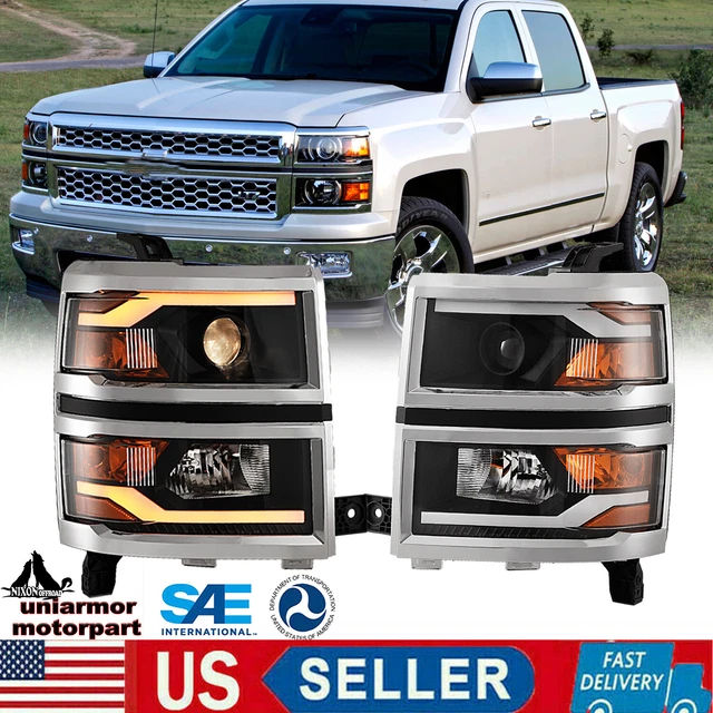 LED DRL HEADLIGHTS for 20142015 Chevy Silverado 1500 Sequential Turn