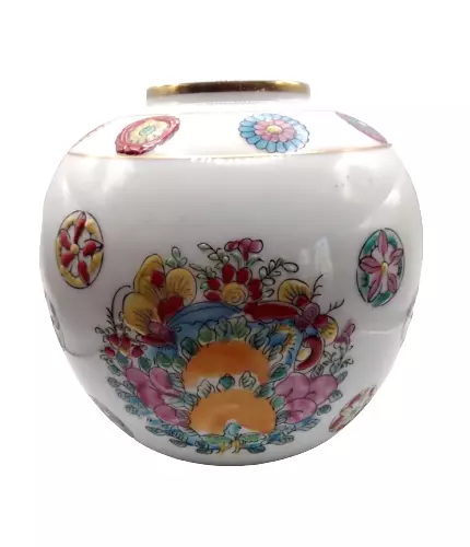 Vintage Hand Painted Ginger Jar Vase Porcelain Vibrant Florals Japan 5 1/4"