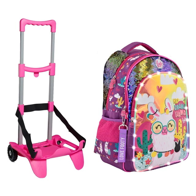 TROLLS 3 Zaino Scuola Con Carrello Per Bambini | 33x15x42 Cm | Rimovibile E Leggero