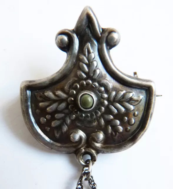 Pendentif broche en forme de Fiole flacon argent massif + turquoise silver 3