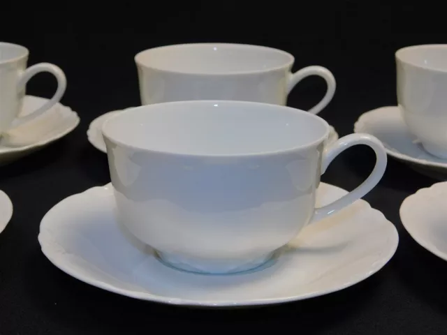 6 Hutschenreuther RACINE 90170 White Cups and Saucers 3.5" 2