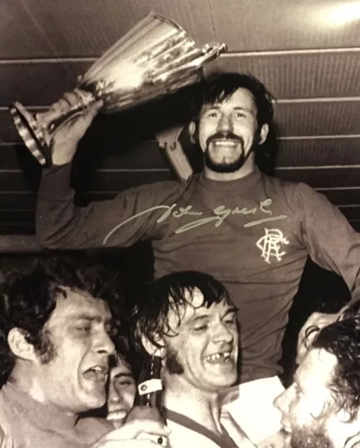 John Greig Signed Glasgow Rangers 1972 European Football Photo With Proof & Coa