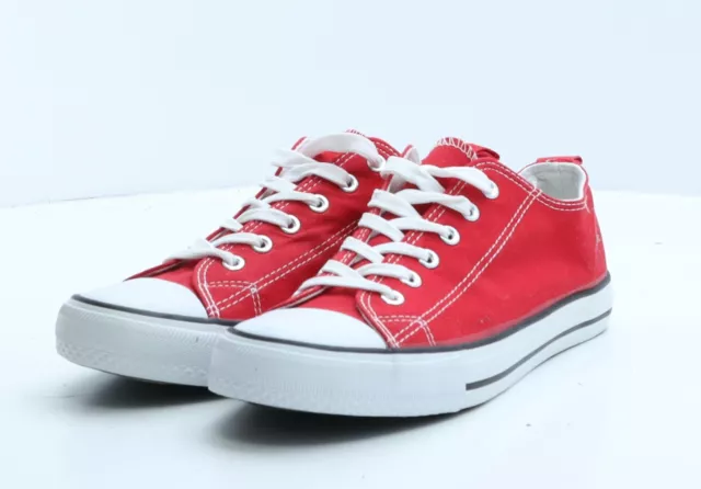 PRIMARK RED LOW Top Converse Style Pumps Sneakers Shoes Size 7 New