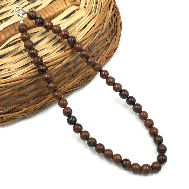 Naturel Acajou Jasper 10mm Forme Ronde Perles Pierre Précieuse Main Unisexe