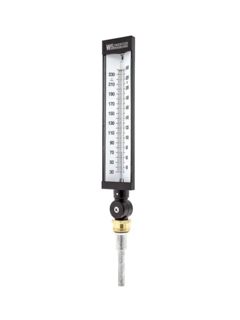 WEKSLER industrial Glass Thermometer AS5H942 9” case 3-1/2” Stem 30/240*F range