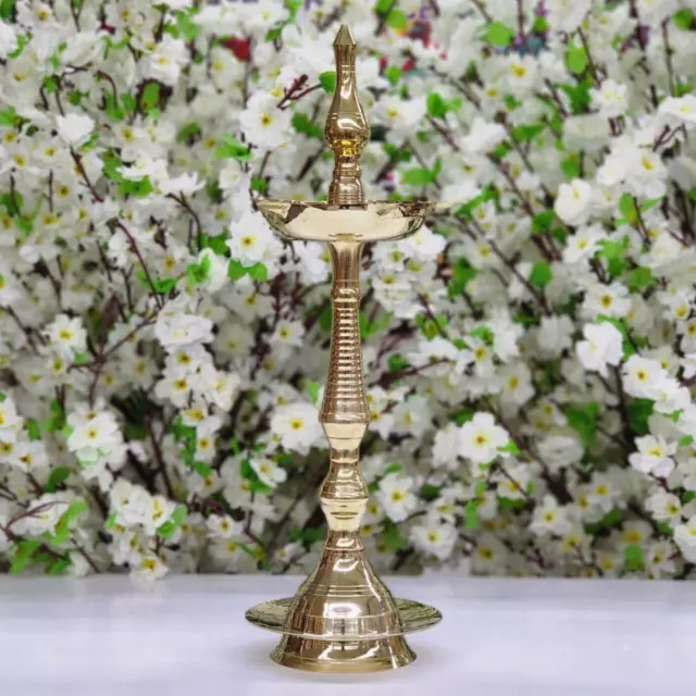 Brass Kerela Diya Traditional Oil Lamp Indian Handmade Oil Wick Diya Home Decor