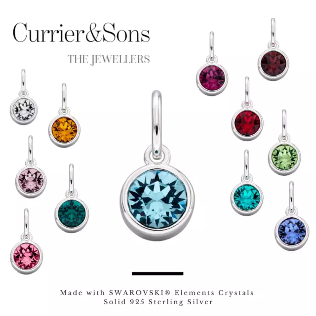 925 Sterling Silver Crystal Birthstone Pendant Necklaces (Chain Included)