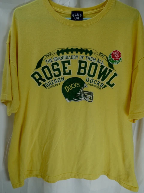 Oregon Ducks 2012 Rose Bowl T Shirt Yellow Men Size 2XL BLUE 84