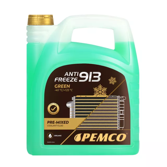 10 (2x5) Liter PEMCO ANTIFREEZE 913 Frostschutz Fertiggemisch grün (-40°C) 2