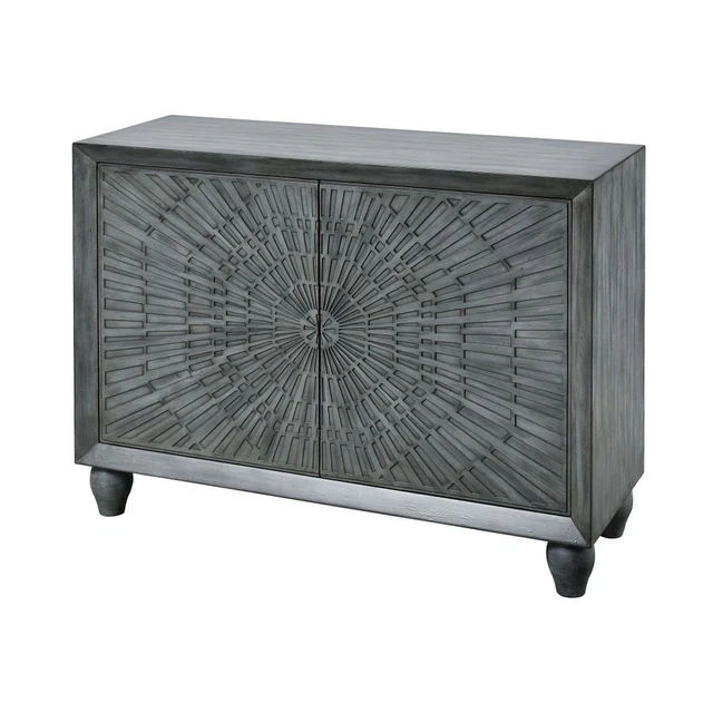 Grey Cabine With Abstract Design Doors Made Of Mdf/Solid Wood In Reclaimed Grey