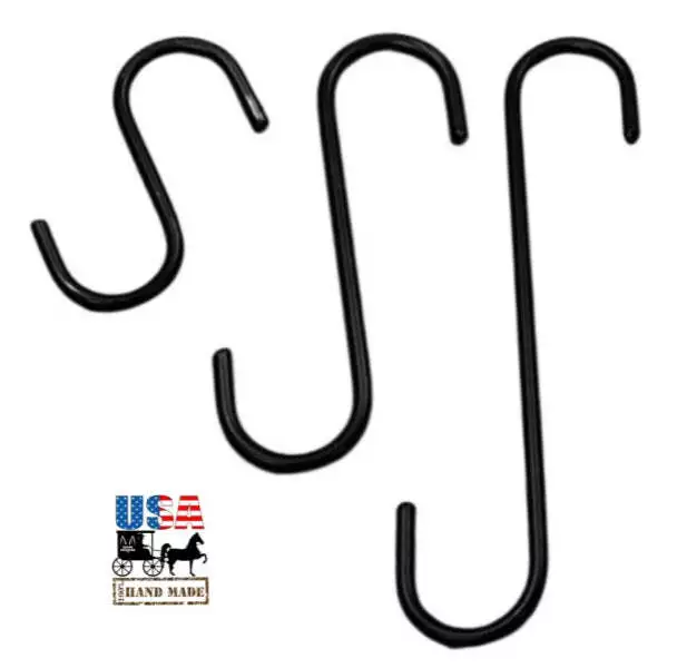 WROUGHT IRON S HOOKS - Amish Hand Forged in 4 Sizes