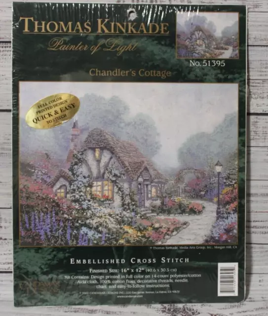 CHANDLER'S COTTAGE embellished cross stitch kit THOMAS KINKADE Candamar Designs