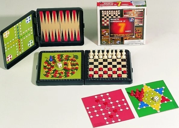 JJPRIME Magnetische Reisespiele - Schach, Dame, Ludo & Schlangenleitern Im Set
