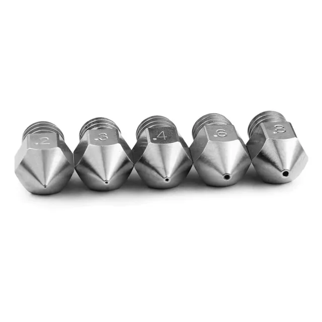 Micro Swiss MK8 Plated Wear Resistant Nozzle Value Pack - 0.2/0.3/0.4/0.6/0.8mm