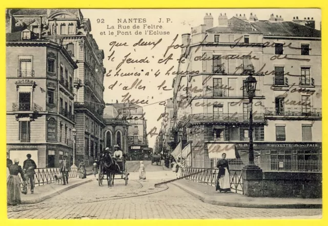 cpa RARE 44 - NANTES (Loire Atlantique) La Rue de FELTRE et le PONT de L' ECLUSE