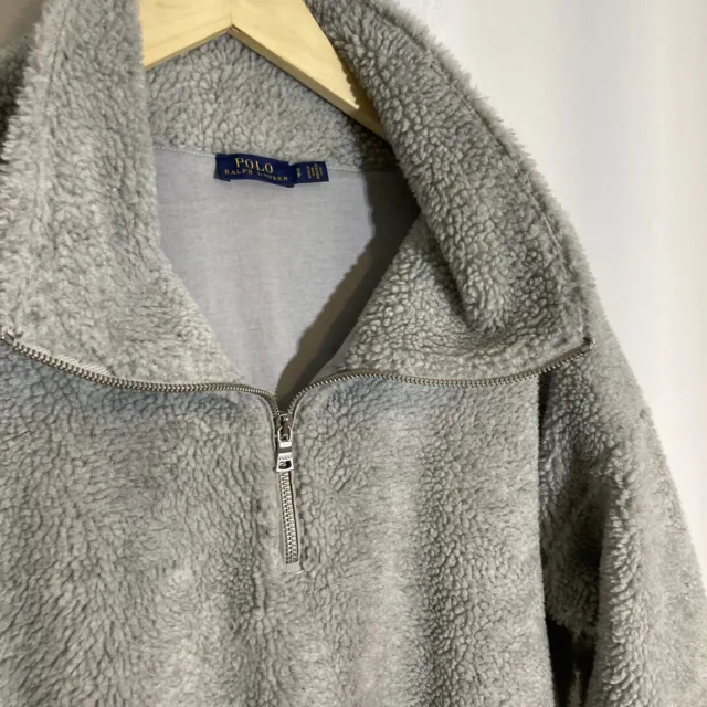 Polo Ralph Lauren Women’s S  Grey Fleece Sherpa Deep High Pile Sweatshirt Jacket