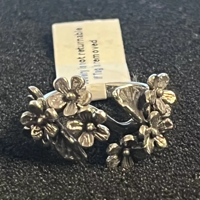 925 Sterling Silver Ring Size K Floral Theme Oxidised Silver bnwot