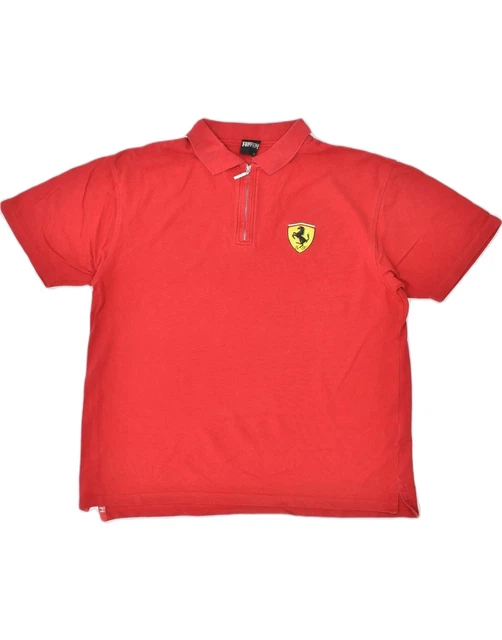 FERRARI Mens Polo Shirt XL Red Cotton VB17 FERRARI Mens Polo Shirt XL Red Cotton VB17
