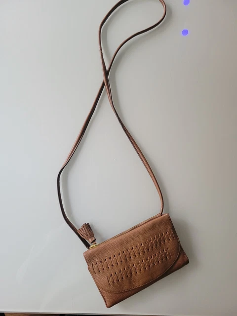 Fossil Wallet Clutch Crossbody Organizer Brown Leather Strap Purse