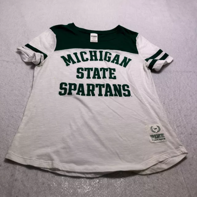 Michigan State Spartans Victoria's SECRET PINK Top Womens Medium M White Shirt