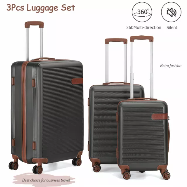 3 Pcs Travel Luggage Set Hardshell Lightweight Trolley Spinner Suitcase TSA Lock