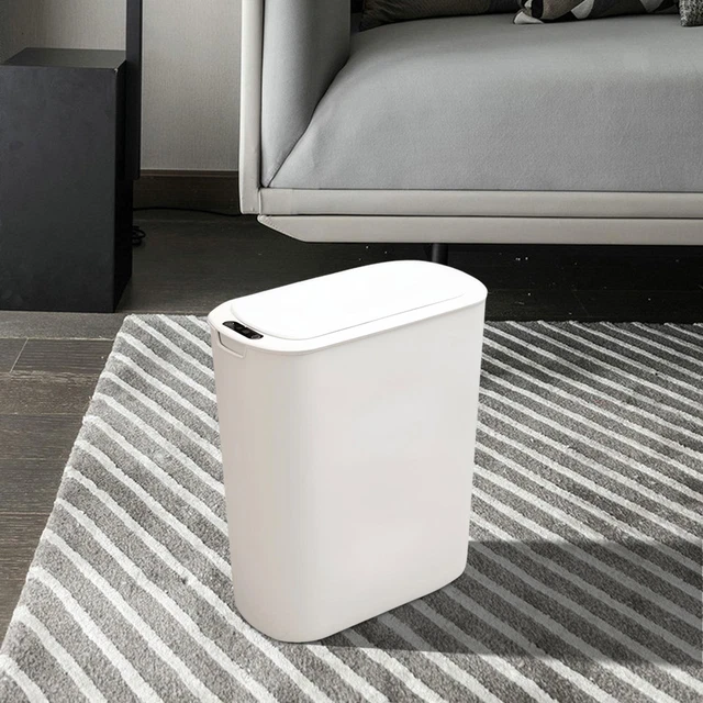 Poubelle Salle De Bain Intelligente Sans Contact 16L - Poubelle Étroite Automatique Noire Avec Capteur