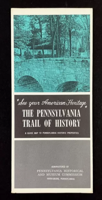 1960s Pennsylvania History Trail Vintage Travel Brochure Map Colonial Tourist