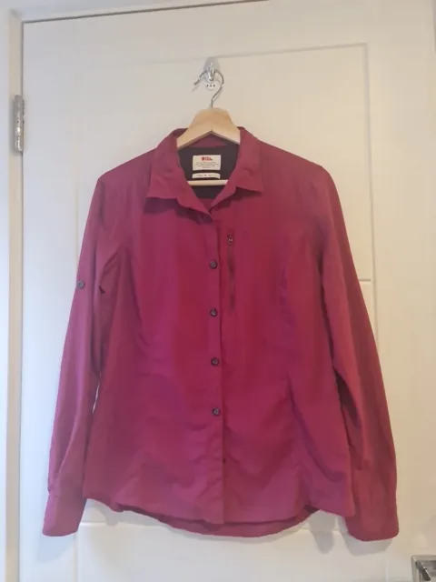 Women's Fjallraven Abisko Hike Shirt Long Sleeve Casual Purple Medium Size 12