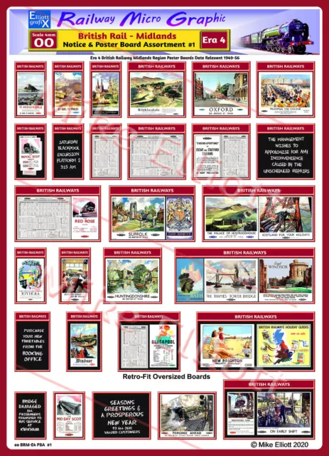 OO  GAUGE Poster Boards BR Midlands Model Railway Posters & Notices