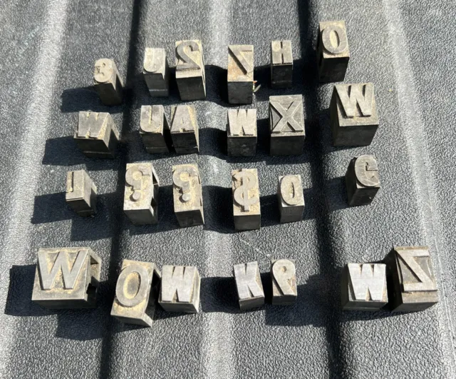 Vintage Assorted Lot of Type Face Metal Letters for Printing Press-Lot of 25