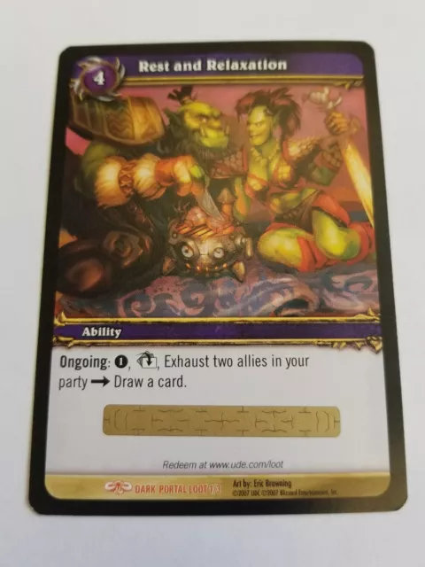 World of Warcraft Rest and Relaxation LOOT Card  Unused NEW  toy rest L@@K!