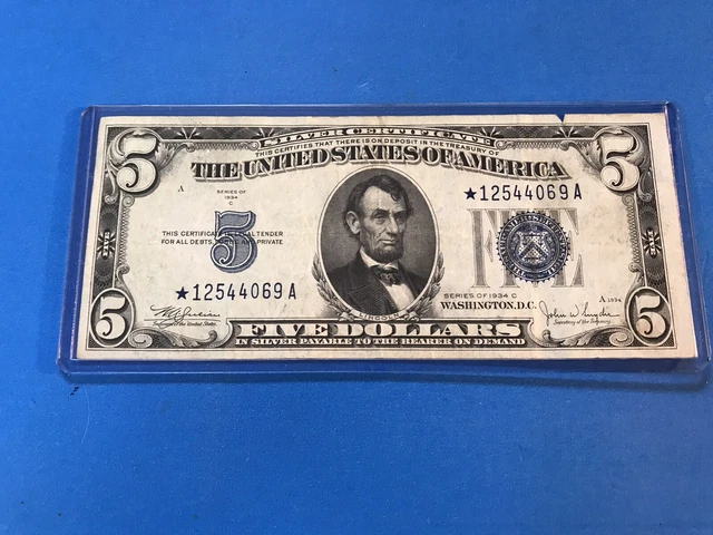 1934 C S5 Five Dollar Silver Certificate STAR NOTE....Lot #27