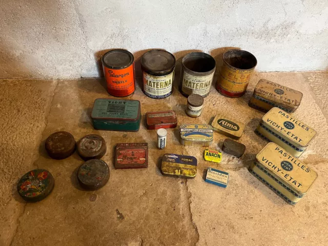 Gros lot de boites anciennes en tôle 1910-1950 collection vintage